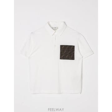 Fendi 폴로 in cotone con tasca FF Fendi JMI4757AJF0TU9 TP57053
