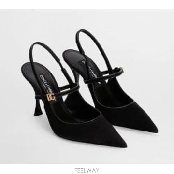 돌체앤가바나 포인티드 토 슬링백 펌프스 90mm