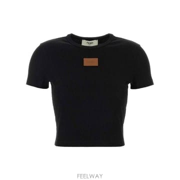 26FW Fendi T 셔츠 Fendi in cotone con 로고 a contrasto e vestibi