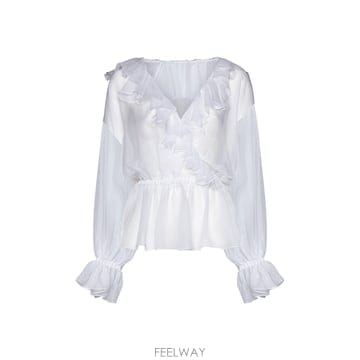 24SS 돌체   가바나 시폰 블라우스 WITH 러플 F79FGTFU1ATW0800 TP579382647