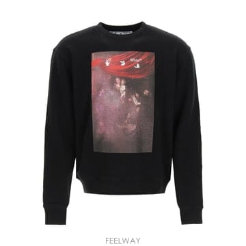 23FW Off 화이트 SPRAYED CARAVAGGIO 슬림 CRENECKBLACK WH OMBA025S2