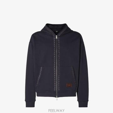 Fendi 네이비 블루 코튼 집 업 후드티 FY1360AUPBF0QB0 TP579305669
