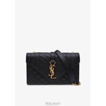 생로랑 스몰 Envelope flap 백 in quilted 레더, 블랙 600195BOW911000 TP5
