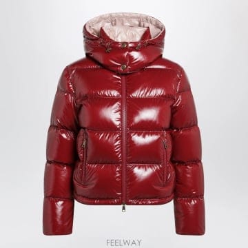 26FW Moncler Niveole cropped 다운 자켓 in glossy nylon red 1A000