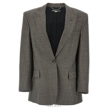 24FW 스텔라 매카트니 싱글 breasted micro houndstooth 블레이저 6501233EJ79