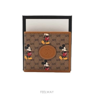 구찌 X Disney(디즈니) 602547 브라운 수프림 캔버스 GG로고 미키마우스 프린트반지갑aa67271