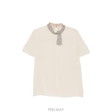발렌티노 가라바니 크리스탈 장식 블라우스