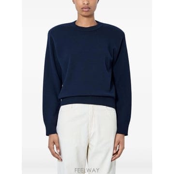 Rohe statement shoulder crewneck navy knitwear 1223720049076