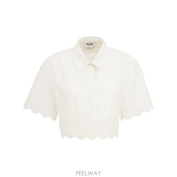 MSGM 26 FW ���������� ���� Cropped Shirt with Classic Collar 83I M6402726 FW ���������� ���� Cropped Shirt with Classic Colla