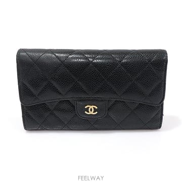 Chanel(샤넬) A31506 블랙 캐비어 금장 CC로고 클래식 플랩 장지갑 (20번대)