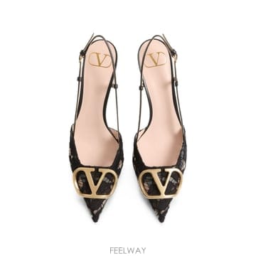 VALENTINO GARAVANI VLogo Lace Slingback Pumps