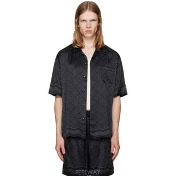 카사블랑카 블랙 쿠반 칼라 S S 셔츠 M AW26 SH 003 01 TP876892776