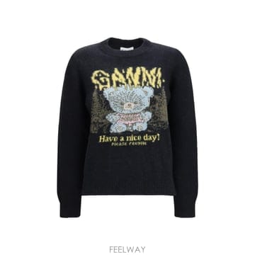 [K68]가니 A1150058 252 여성 니트 스웨터 가디건 Wool Sweater Forest Teddy