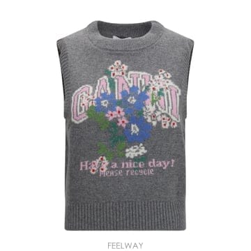 [K68]가니 A1180017 920 여성 니트 스웨터 가디건 Wool floral Vest