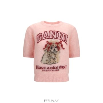 GANNI [K68]���� A1070093 868 ���� Ƽ���� �μҸ� ž ���� Alpaca graphic knit T s[K68]���� A1070093 868 ���� Ƽ���� �μҸ� ž ���� Alpa
