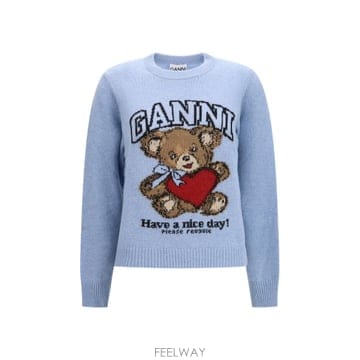 [K68]가니 A1070047 646 여성 니트 스웨터 가디건 Wool graphic Sweater