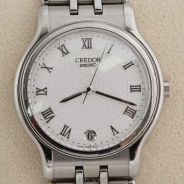 세이코 크레도르 SEIKO 실버 패턴 다이얼 쿼츠 ﻿시계 8J86-6A00