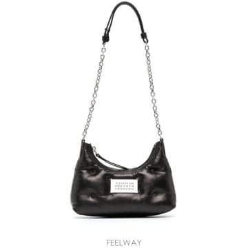 메종마르지엘라 블랙 nappa 레더 micro Glam Slam Hobo 숄더 백 SB1WG0021P4300