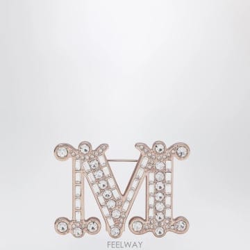 Max Mara 26FW �������� Monogram brooch with micro ũ����Ż in metal, crystal26FW �������� Monogram brooch with micro ũ����Ż in m