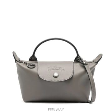 LONGCHAMP Taupe faux 레더 파우치  Adjustable 앤 removable 숄더 strap