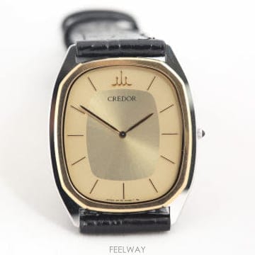 세이코 크레도르 SEIKO Credor 투톤 골드 다이얼 14K 베젤 쿼츠 2F70-5350