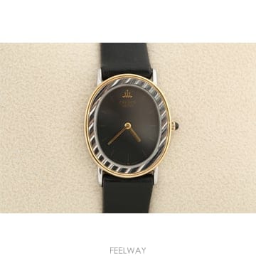 세이코 크레도르 SEIKO Credor 18K 골드 베젤 블랙 다이얼 여성용 쿼츠 8420-6360