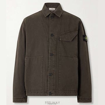 26 FW 스톤아일랜드 클래식 체스트 포켓 가먼트 다이 파나마 코튼 캔버스 자켓