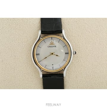 세이코 크레도르 SEIKO Credor 18K 골드 베젤 여성용 쿼츠 Ref. 8420-0150