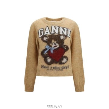 26SS 가니 베어 그래픽 울 니트 A1070091 118 BEIGE
