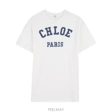 26SS chloe 로고 프린트 코튼 T 셔츠 드레스 C21239117 TP570980507