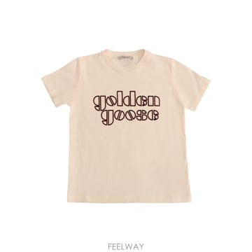 26SS 골든구스 JOURNEY 보이즈 T 셔츠 코튼 저지 FLOCKED 로고 프린트 GKP01403P002