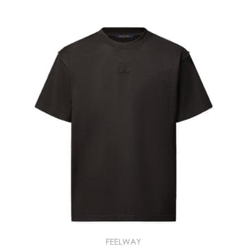 루이비통 엠보스드 LV 자수 반팔 티셔츠 블랙