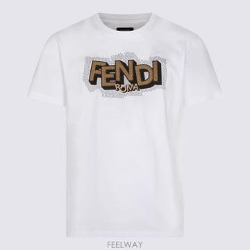 FENDI 26SS Fendi T ���� ���� in cotone Fendi con strass FY1319AW0WF0QA26SS Fendi T ���� ���� in cotone Fendi con strass FY13