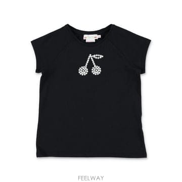 26SS BONPOINT ASMAE ORGANIC 코튼 T 셔츠 WITH CHERRIES EMBROIDERY