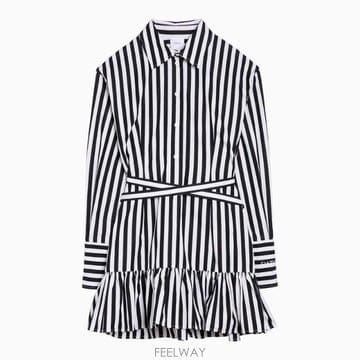 PATOU 24SS PATOU ���� ȭ��Ʈ striped ��ư �̴� chemisier �巹�� DR1360168CO59524SS PATOU ���� ȭ��Ʈ striped ��ư �̴� chemisier ��