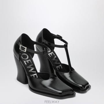 Loewe 25FW Loewe ���� Onda T bar pumps in polished ���� LONDS01X05LE1125FW Loewe ���� Onda T bar pumps in polished ���� LOND