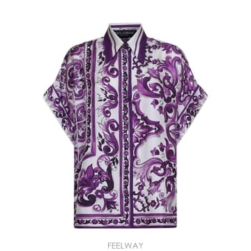 Dolce&Gabbana 26SS ��ü�ذ��ٳ� CAMICIA IN TWILL STAMPA MAIOLICA F5T52THI1TKIP3T26SS ��ü�ذ��ٳ� CAMICIA IN TWILL STAMPA MAIOLICA F5T