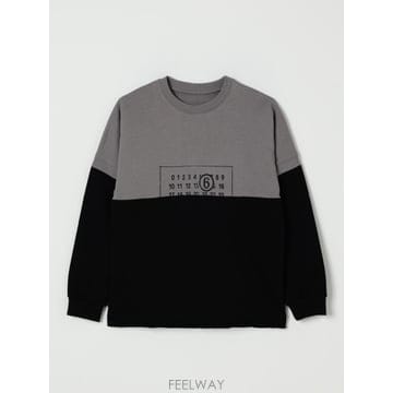 Maison Margiela 25FW �������������� Felpa a girocollo in cotone bicolor con �ΰ� ��������25FW �������������� Felpa a girocollo in cotone bicolo