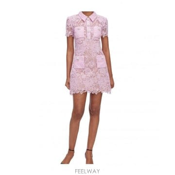 Self Portrait 26FW Self portrait ��ũ ���̽� BUTTON �ٿ� �̴� �巹�� AW26069SAP��ũ TP5826FW Self portrait ��ũ ���̽� BUTTON �ٿ� �̴� �巹��