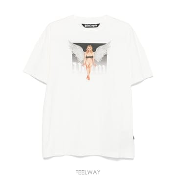 Palm Angels 25SS �ʿ����� Crystal ȭ��Ʈ ��ư T ���� PMAA001S25JER00A0310 TP577772625SS �ʿ����� Crystal ȭ��Ʈ ��ư T ���� PMAA001S25JER