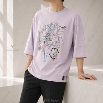 [정품/한정판] 펜디 맵 그래픽 반팔 티셔츠 라벤더 XL / 105