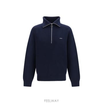 [K68]프라다 UMF398SOOO6242 F0008 남성 폴로 피케셔츠 Half zip wool and c