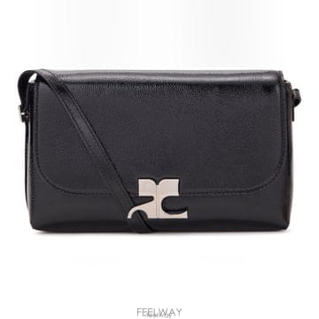 26 FW 꾸레쥬 Icotype 아이소타입 메탈릭 로고 숄더백 블랙