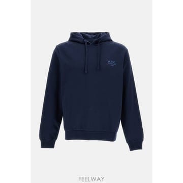 아페쎄 로고 프린트 후드티 블루