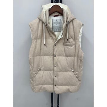 (국내 당일발송) 브루넬로쿠치넬리 베이지 후드 패딩 베스트