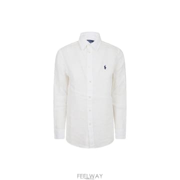 폴로랄프로렌 26FW 포니 자수 클래식 린넨 셔츠 화이트 211970730 518