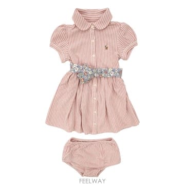 Ralph Lauren 26SS ���� ���� �η� Striped ���� �巹�� with floral ��Ʈ �� matching bloom26SS ���� ���� �η� Striped ���� �巹�� with floral ��