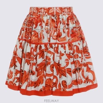 26FW 돌체앤가바나 Majolica 프린트 Poplin 쇼트 스커트 F4CB1TGDDRLS9000 TP57