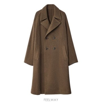 르메르 노치드 라펠 소프트 더블 브레스트 코트 머드 브라운