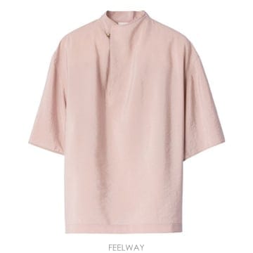 르메르 어시메트릭 버튼 디테일 숏슬리브 탑 핑크